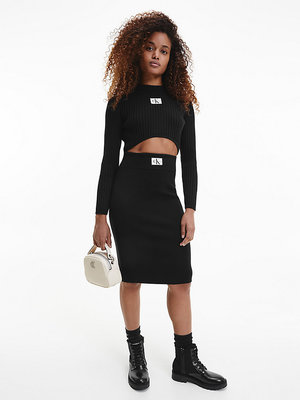 Badge úpletová sukně – Calvin Klein Jeans, Černá barva Ženy