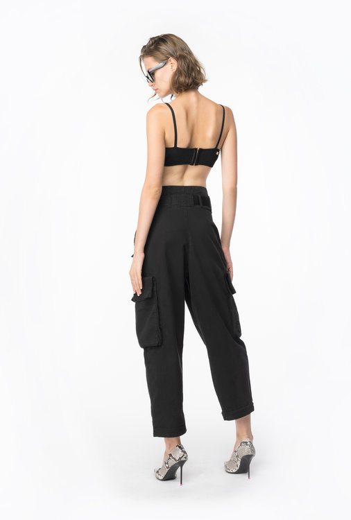 Luxusní Oversized Cargo kalhoty, Černá barva, 38