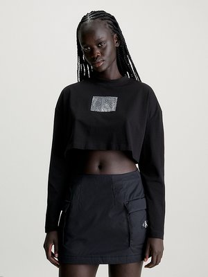 Calvin Klein Jeans – Sequin triko, Černá barva