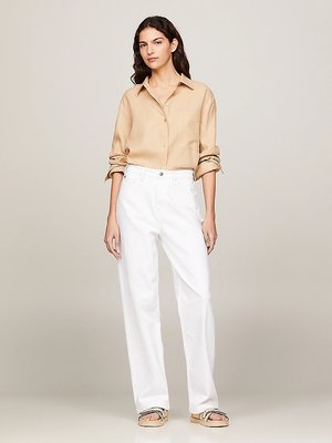 Linen Easy Fit košile – Tommy Hilfiger, Béžová, Hnědá barva Ženy