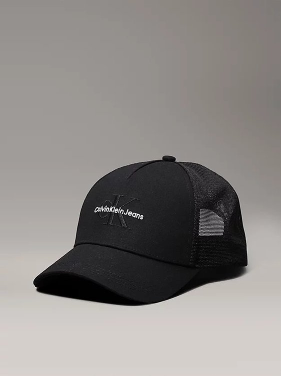 Calvin Klein Jeans – Mono Logo Embro Trucker kšiltovka, Černá barva