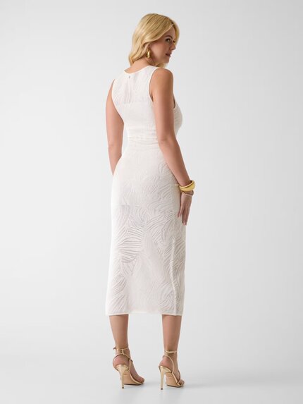 Módní Midi jacquard šaty, Bílá barva, 2026