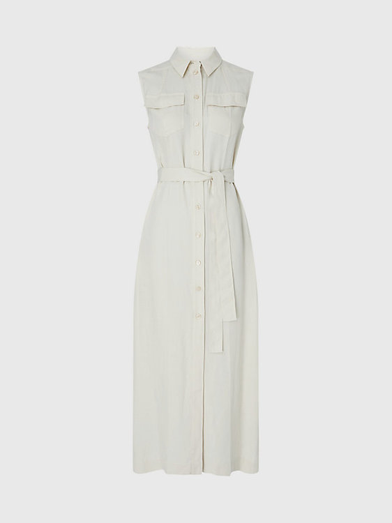 Tencel šaty Béžová barva Ženy