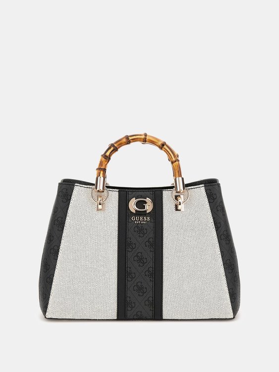 GUESS – Kerima Bamboo Girlfriend střední kabelka, Černá barva