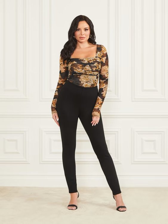 Luxusní After Dark top, Černá, Hnědá barva, XS, S, M