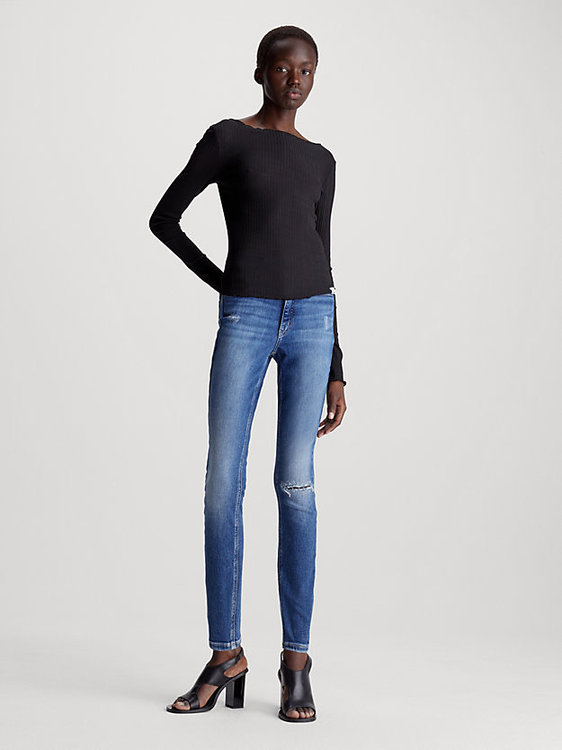 Luxusní High Rise Skinny jeans, Modrá barva, 25/30, 25/32, 26/30, 26/32, 27/30, 27/32, 28/30, 28/32, 29/30, 29/32, 30/30, 30/32