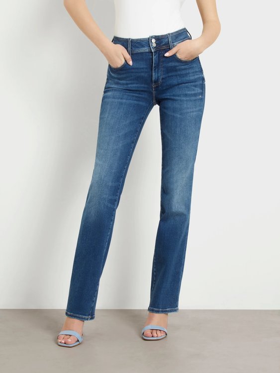 GUESS – Shape Up Straight Power jeans, Modrá barva