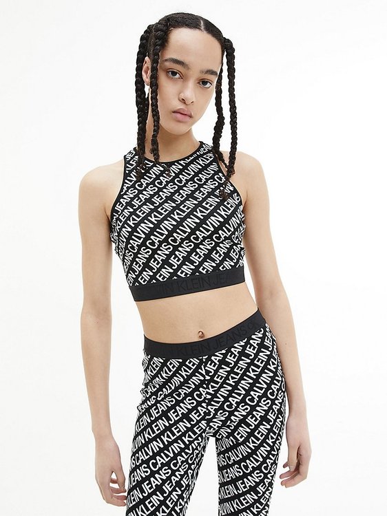 Calvin Klein Jeans – Jersey top, Bílá, Černá barva