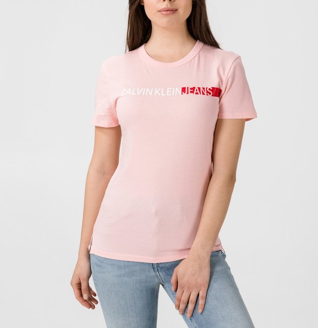 Módní Stripe Logo triko, Růžová barva, 2020