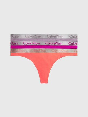 Calvin Klein Underwear – Radiant Cotton tanga 3ks, Fialová, Oranžová, Růžová barva