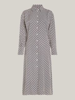 Scallop Print Midi šaty Bílá, Černá barva Ženy