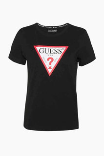 Guess – Triangle logo triko, Černá barva