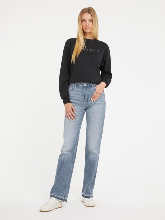 Módní Guess Shiny mikina, Černá barva, 2023