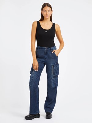 Rhinestones Triangle Logo tílko – GUESS, Černá barva Ženy