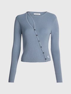 Button svetr Modrá, Šedá barva Ženy