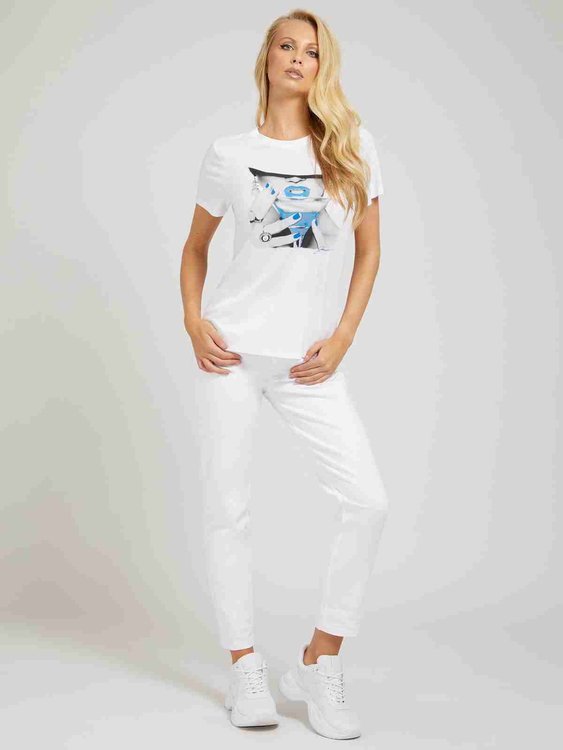 Guess, Bílá barva Martini girl triko