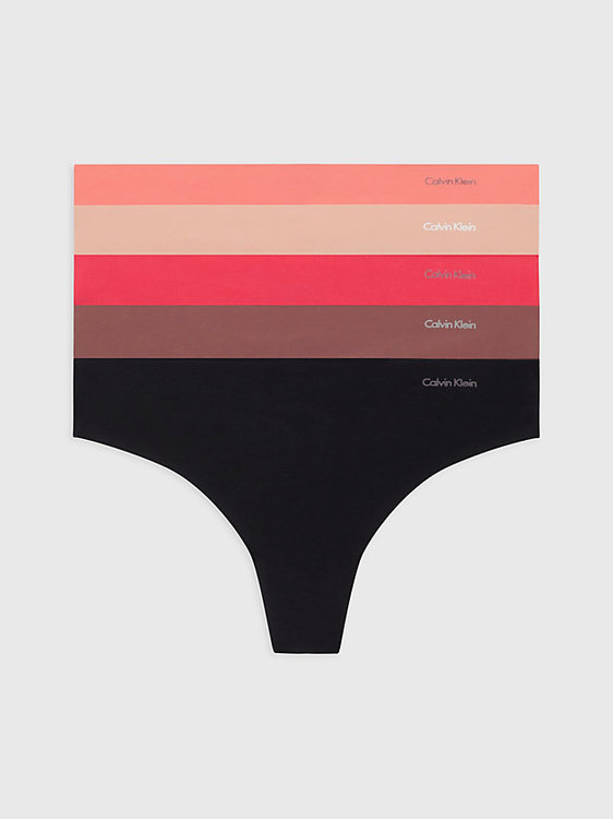 Calvin Klein Underwear – Invisibles tanga 5ks, Béžová, Multi, Růžová, Tělová barva