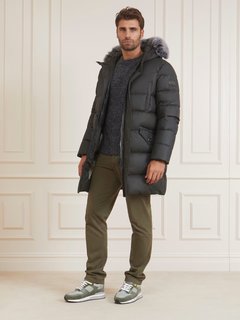 Luxusní Real Down péřová bunda, Khaki, Zelená barva, L