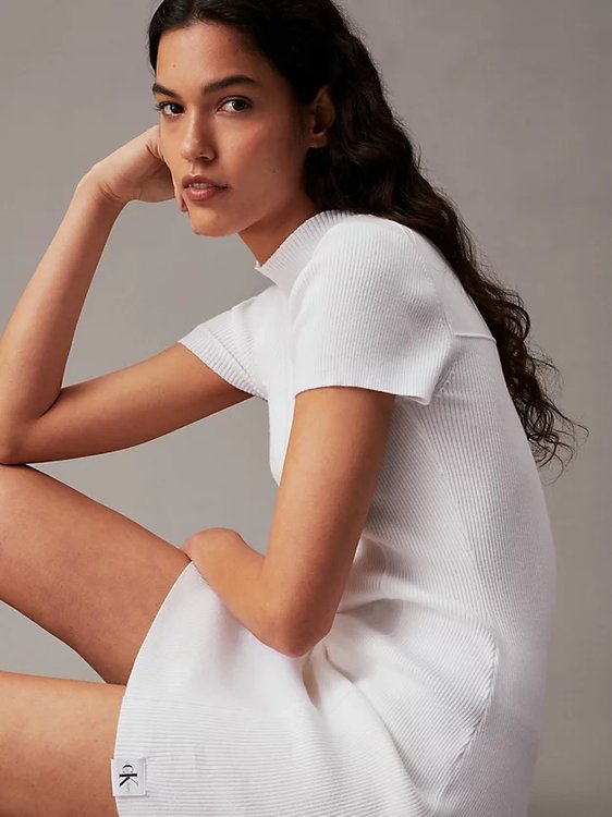 Módní SEAMING SWEATERšaty, Bílá barva, 2024