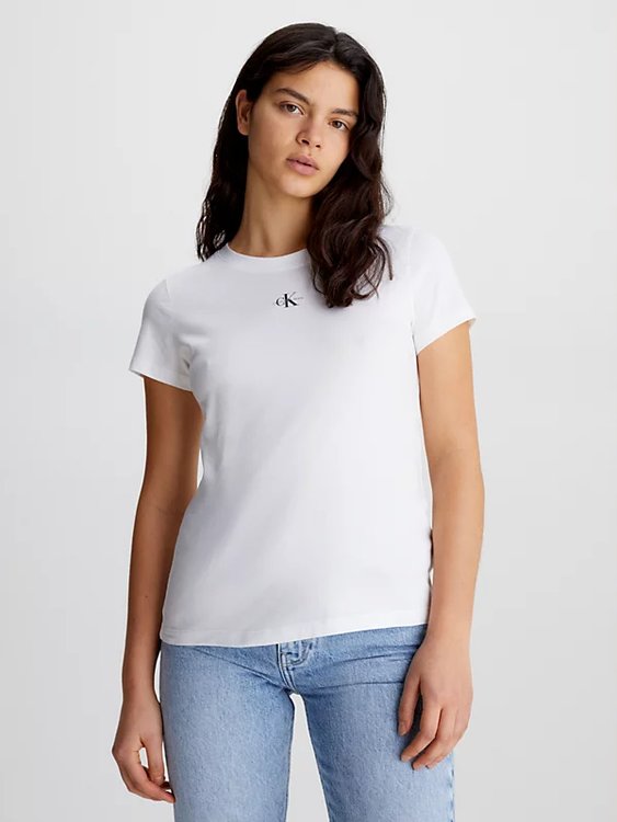 Calvin Klein Jeans – Micro Monologo triko, Bílá barva