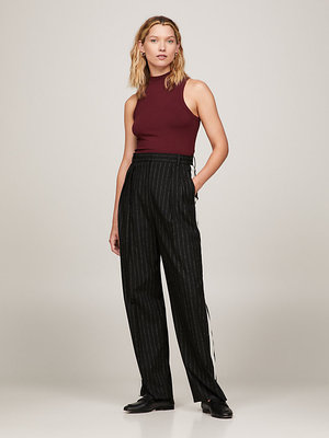 Slim Mock triko – Tommy Hilfiger, Červená, Vínová barva Ženy