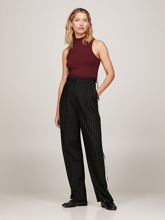 Slim Mock triko – Tommy Hilfiger, Červená, Vínová barva Ženy