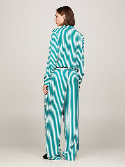 Módní Fluid Stripe kalhoty, Zelená barva, 2024