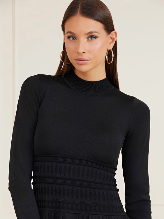 Módní Tempo šaty, Černá barva, 2023