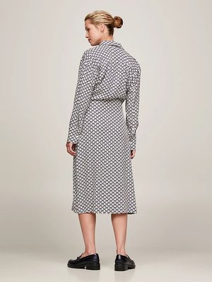 Scallop Print Midi šaty – Tommy Hilfiger, Bílá, Černá barva Ženy