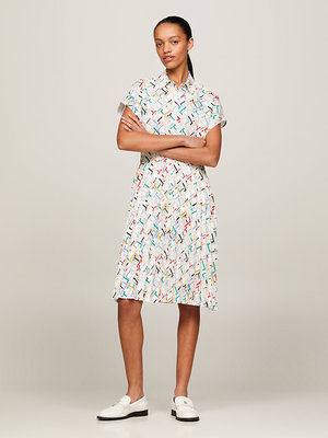 Tommy Hilfiger – TH Monogram šaty, Krémová, Multi barva