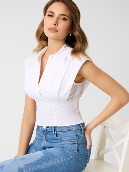 Módní Cherry top, Bílá barva, 2026