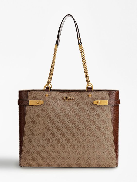 Guess – Zadie logo kabelka, Hnědá barva