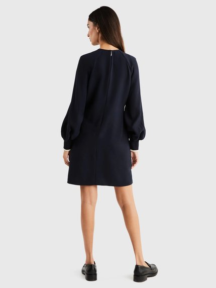 Módní Rib Cuff Short šaty, Modrá barva, 2024