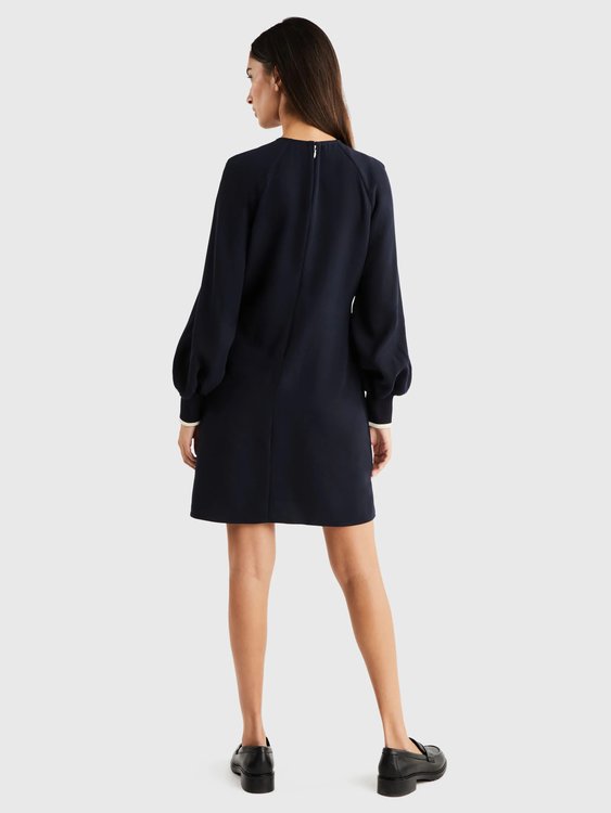 Módní Rib Cuff Short šaty, Modrá barva, 2024