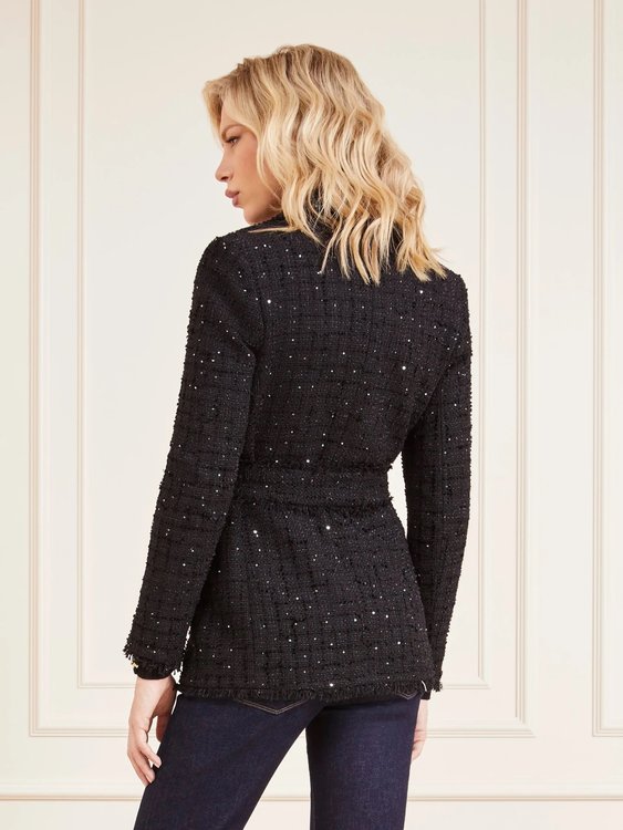 Módní Marika Belted kabát, Černá barva, 2024