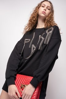 Módní Organic logo mikinové šaty, Černá barva, 2022