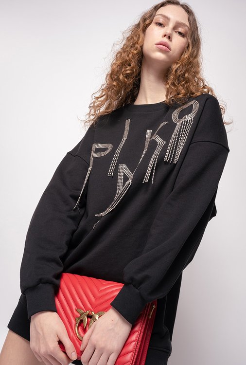 Módní Organic logo mikinové šaty, Černá barva, 2022