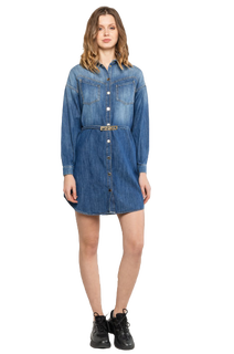 Denimové šaty Modrá barva Ženy