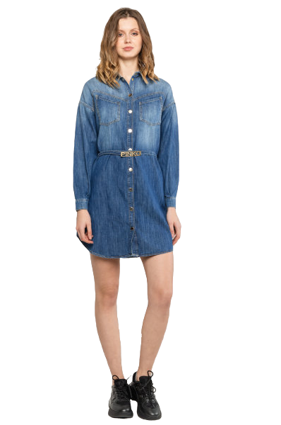 Denimové šaty Modrá barva Ženy