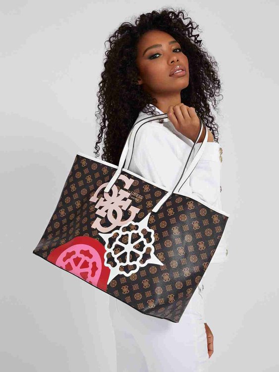 Guess, Hnědá barva Vikky tote kabelka