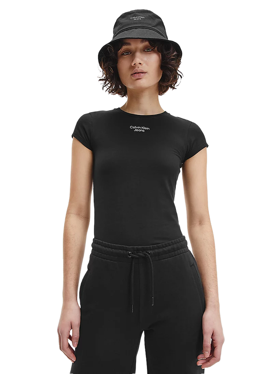 Calvin Klein Jeans – Stacked triko, Černá barva