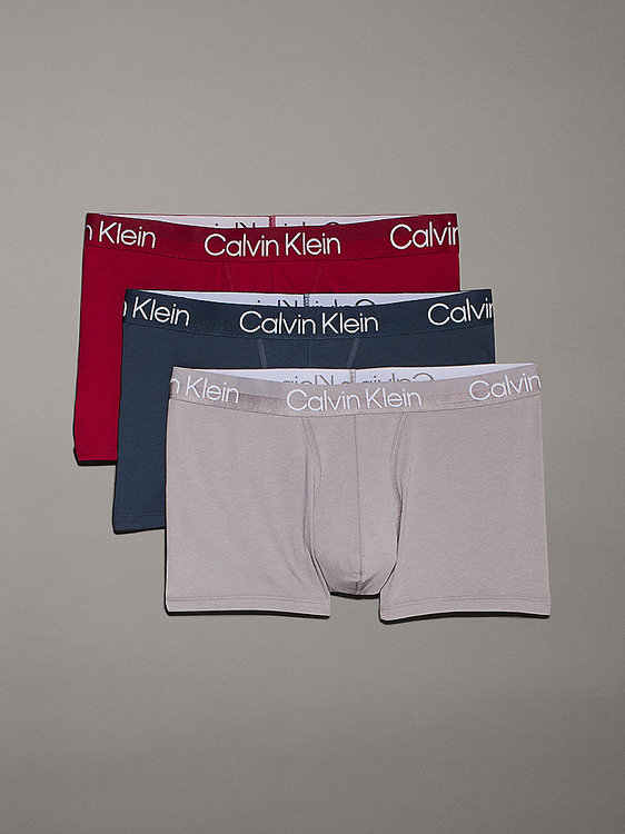 Calvin Klein Underwear – Structure Cotton boxery 3ks, Červená, Modrá, Šedá barva