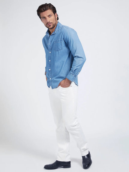 Denim košile – Guess, Modrá barva Muži