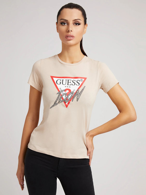 Guess – Icon ttričko, Béžová barva