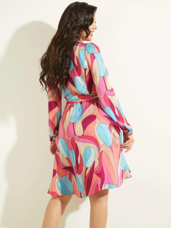 Luxusní Bloom šaty, Modrá, Multi, Růžová barva, 40