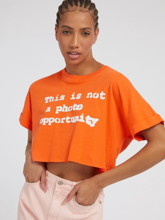 GUESS – Not A Photo triko, Oranžová barva