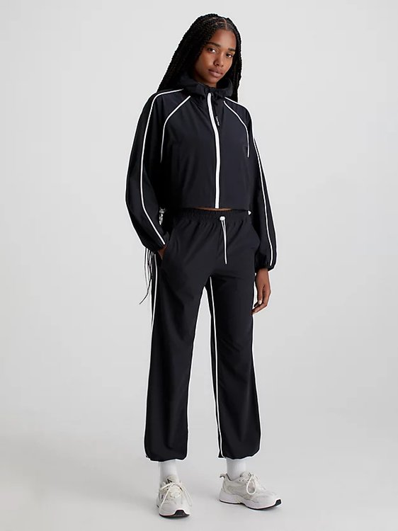 Módní Woven Parachute tepláky, Černá barva, 2023