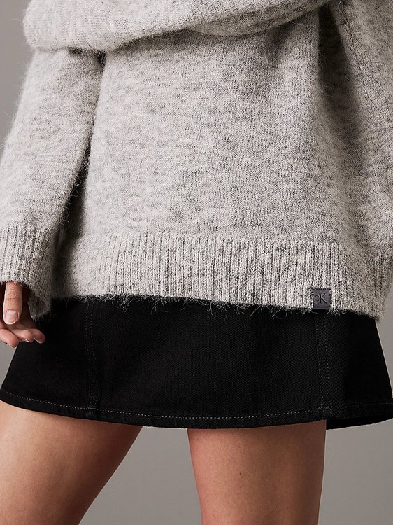 Módní Textured Loose svetr, Šedá barva, 2024