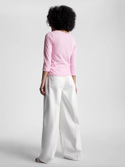 Módní 1985 Slim Slub triko, Růžová barva, 2023