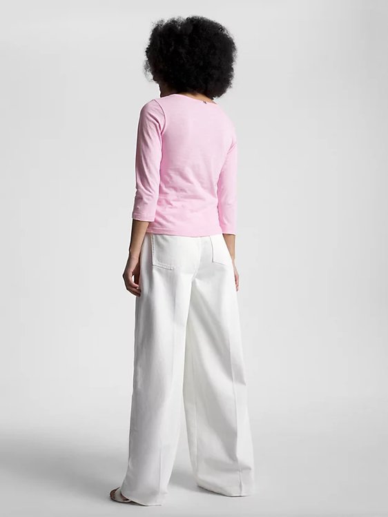 Módní 1985 Slim Slub triko, Růžová barva, 2023